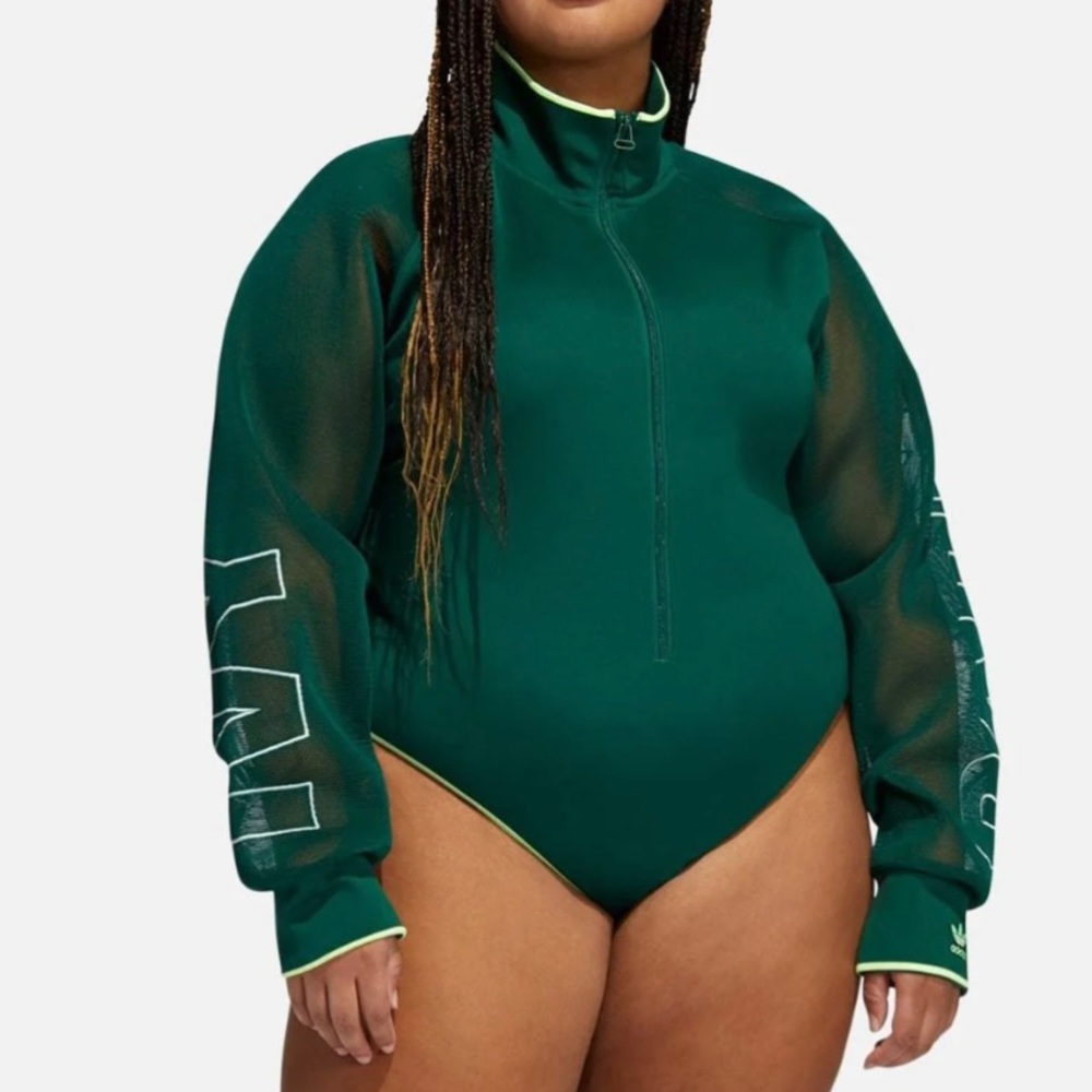 Adidas x Ivy Park Mesh Long Sleeve Bodysuit Dark Green (Size 4x)